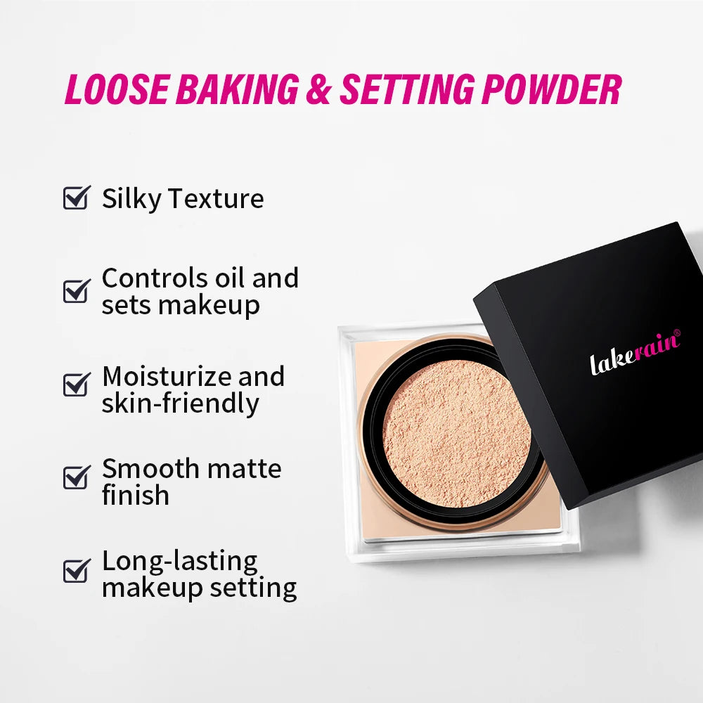 Matte Finish Loose Setting Powder Makeup With Puff