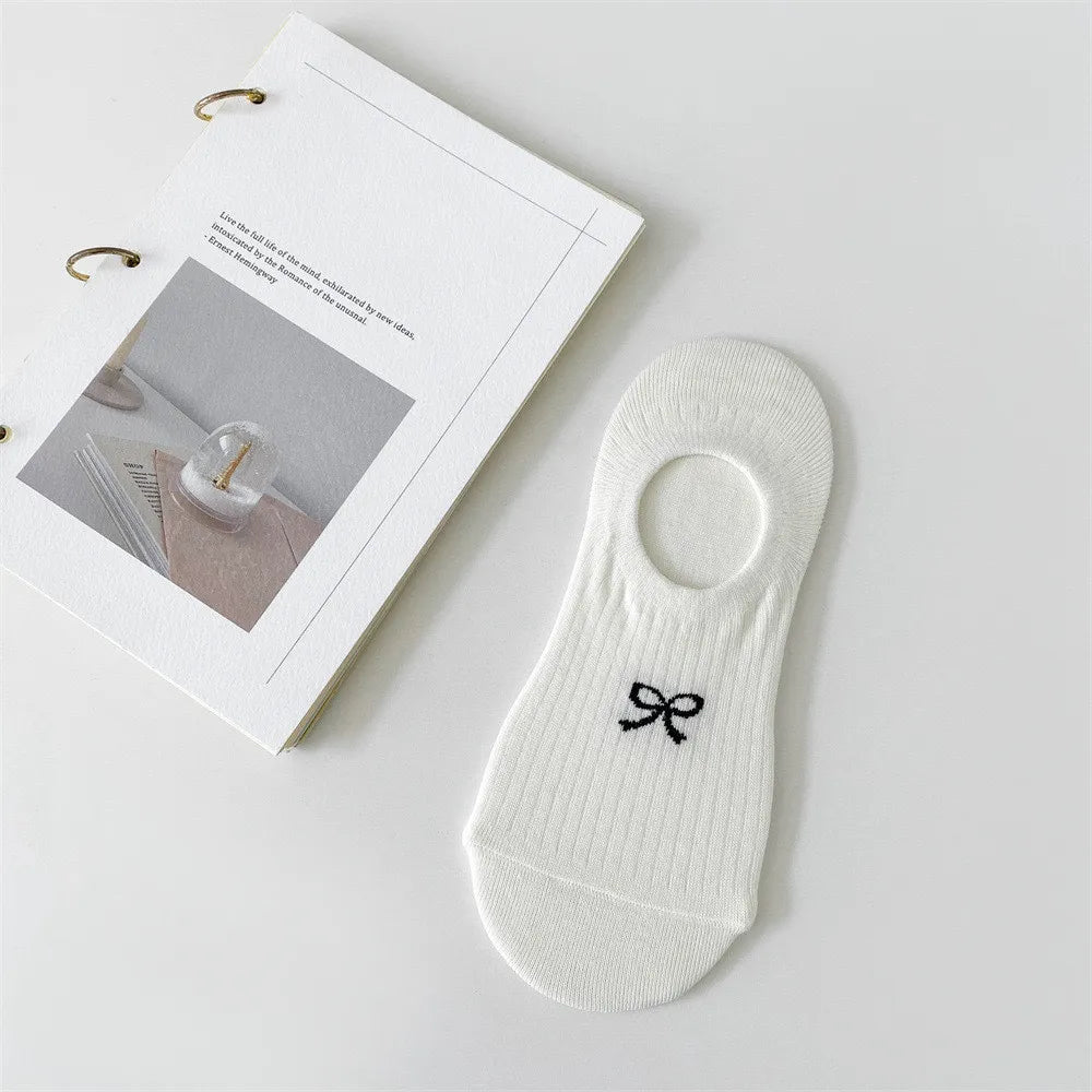 Cotton Polyester Invisible No Show Bow Socks - 18