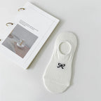 Cotton Polyester Invisible No Show Bow Socks