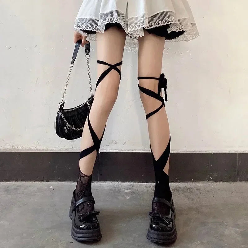 Nylon Fishnet Split Toe Calf Socks