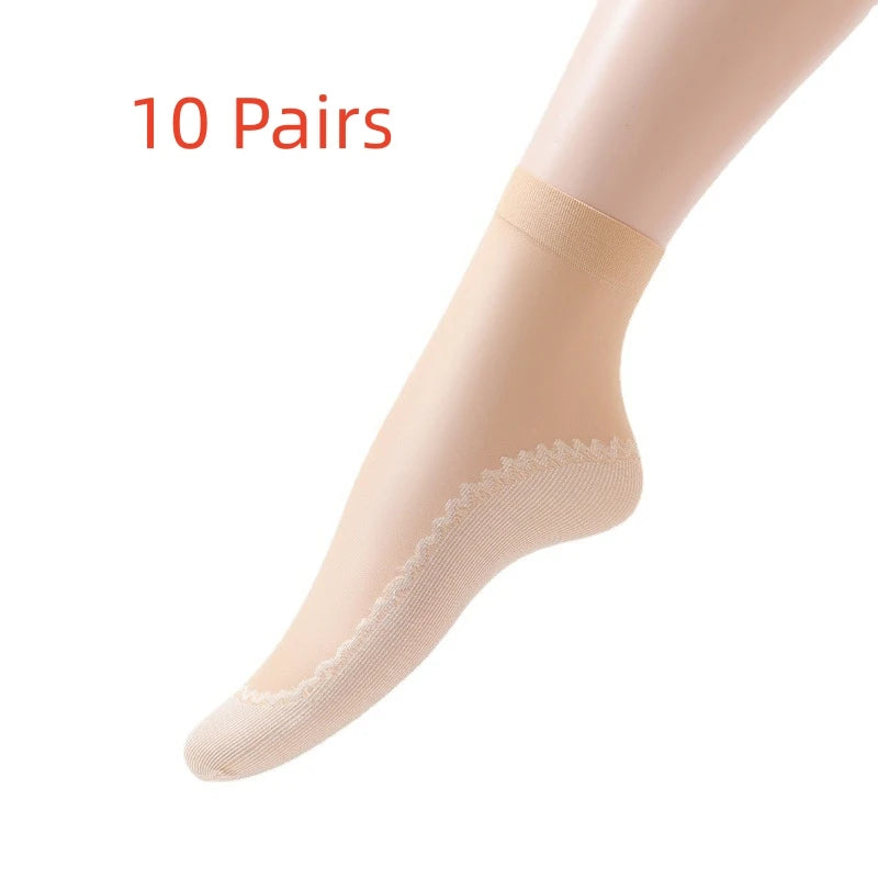 Womens Polyester Nylon Anti Slip Casual Socks