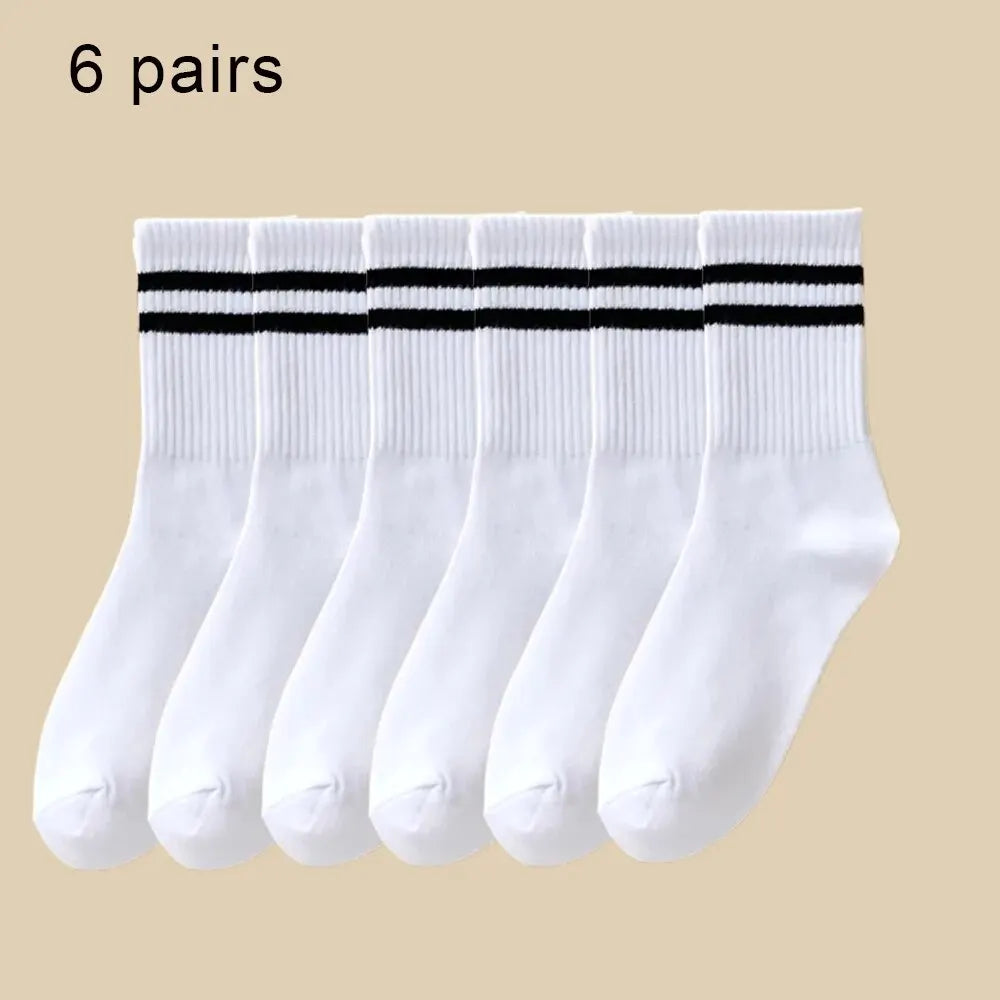 6 Pairs Polyester Spandex Crew Socks