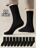 10 Pairs Polyester Elastane Crew Socks