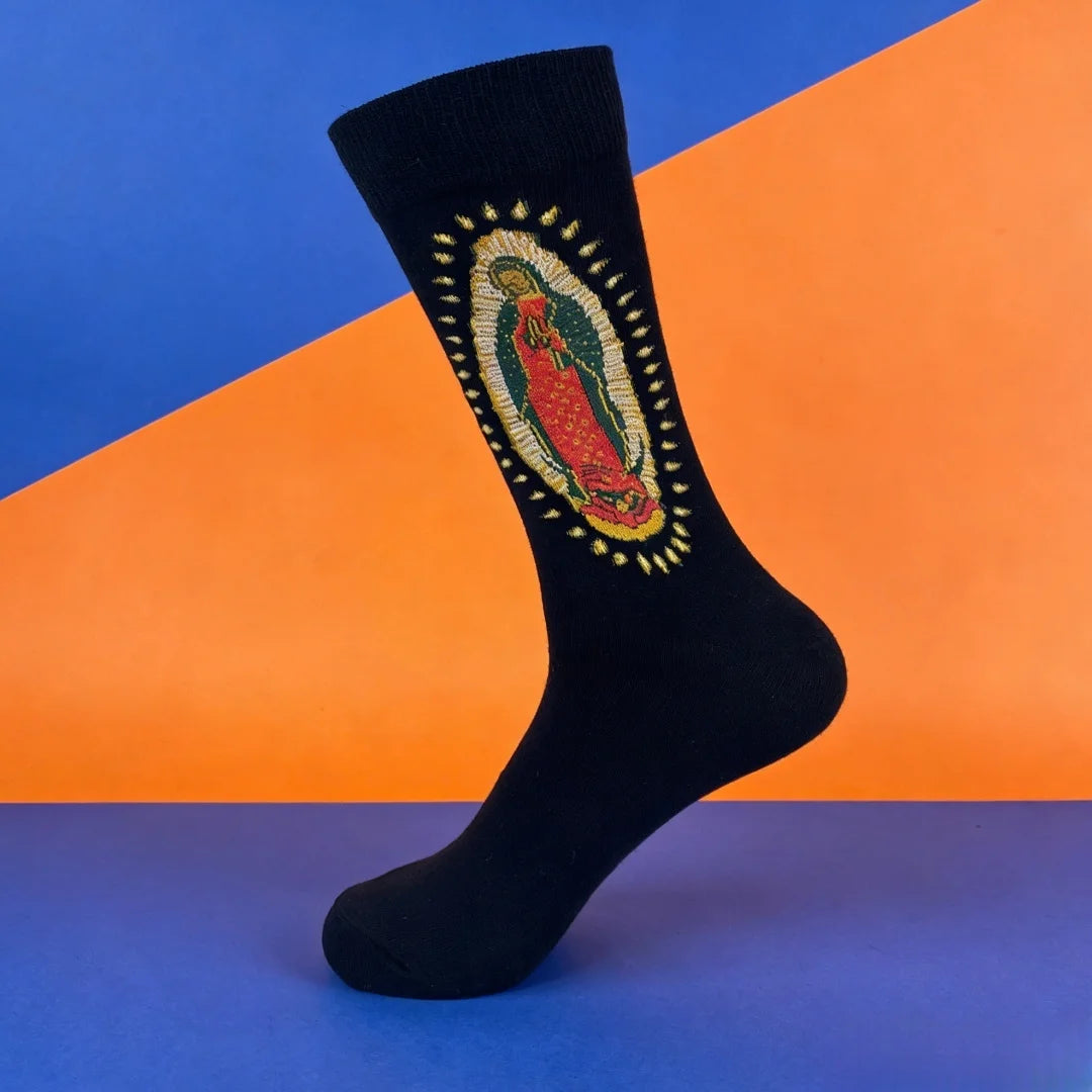 Polyester Elastane Crew Socks Our Lady of Guadalupe Print - 6