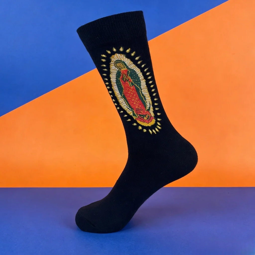 Polyester Elastane Crew Socks Our Lady of Guadalupe Print