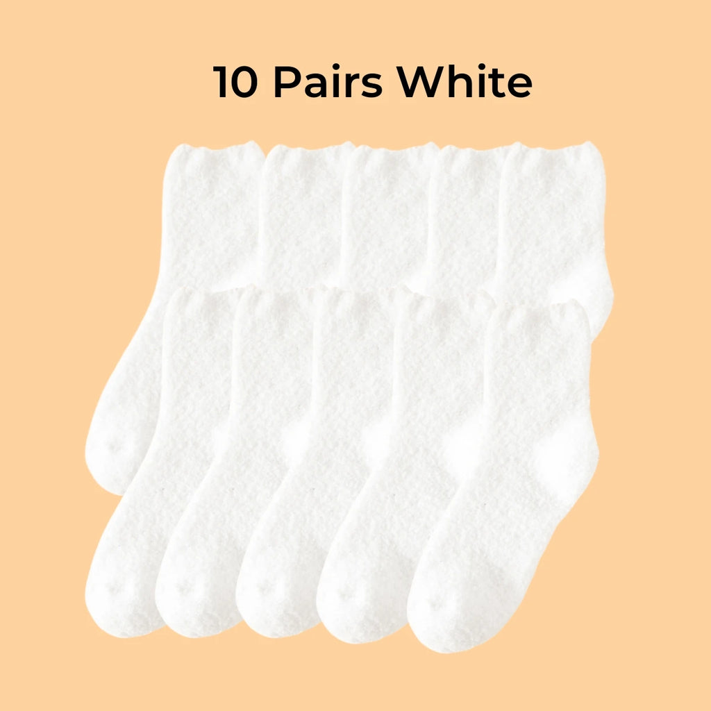 Polyester Elastane Thick Fuzzy Crew Socks for Women
