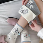 Polyester Elastane Cartoon Animal Mid Tube Socks for Women
