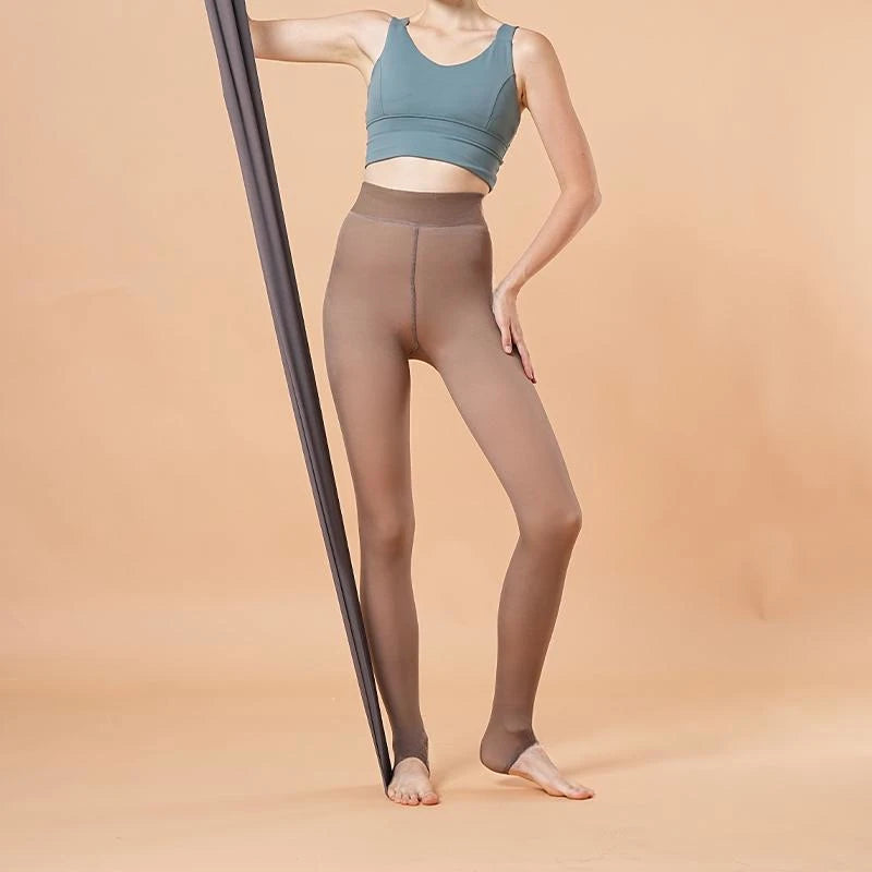 Fleece Lined Translucent Thermal Tights for Women - 5