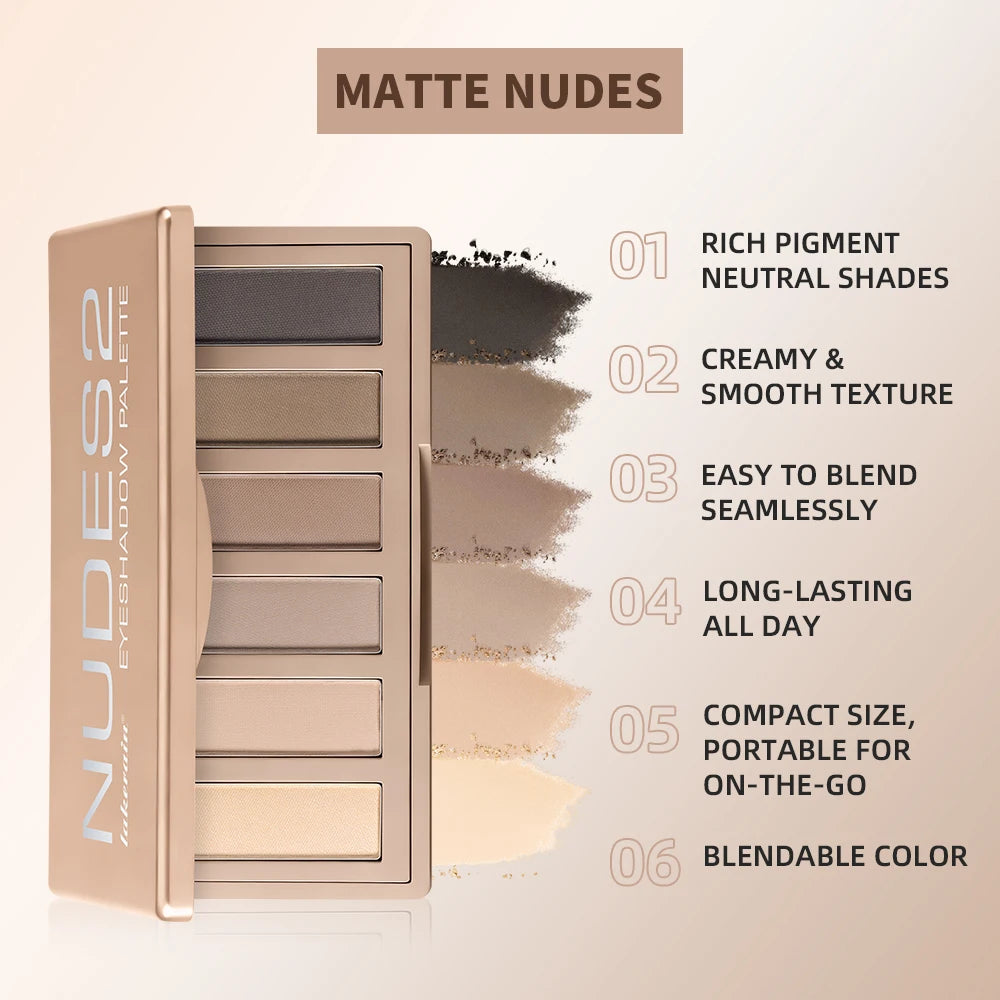 6 Color Eyeshadow Palette Matte Neutral Nude Tones