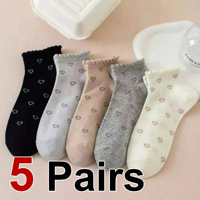 Polyester Elastane Heart Print Casual Socks