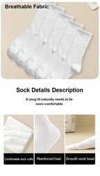 5 Pairs Polyester Spandex Solid Color Casual Crew Socks