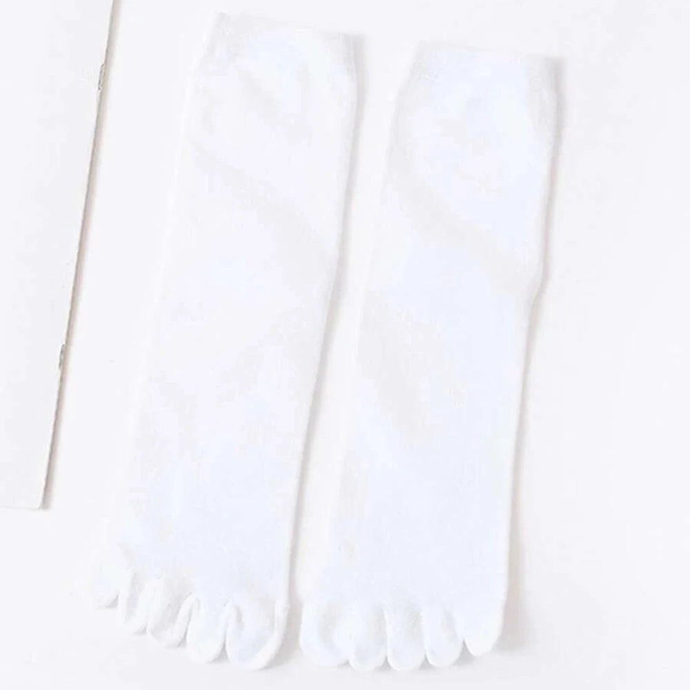 Polyester Elastane Five Finger Casual Crew Socks 4 Pairs