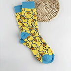 Yellow Duck Print Polyester Elastane Crew Socks
