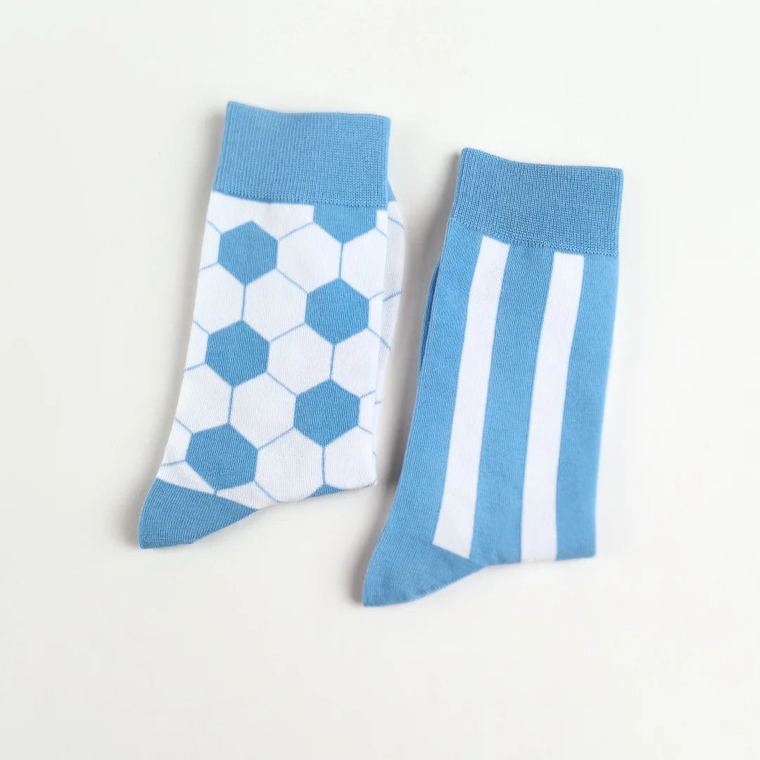 Cotton Blend Mid Calf Geometric Striped Socks - 4