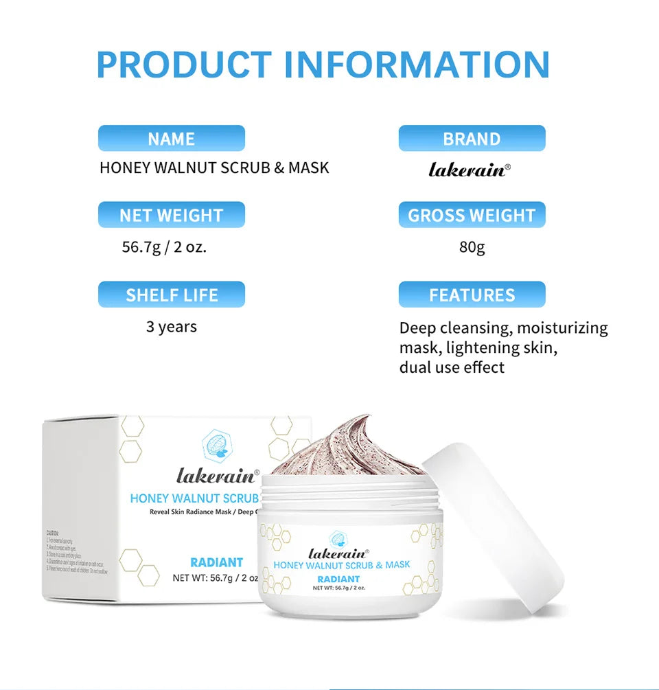 Honey Walnut Facial Scrub and Moisturizing Face Mask