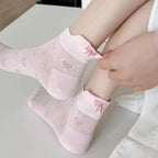 5 Pack Women Breathable Nylon Polyester Bow Knot Low Tube Socks