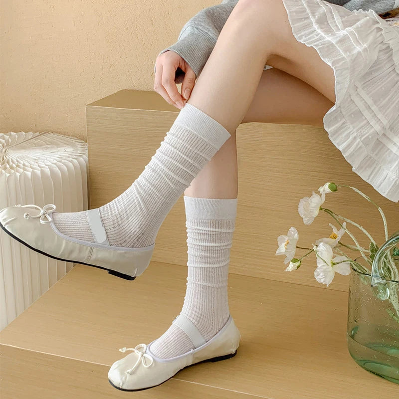 Cotton Blend Breathable Casual Socks For Women