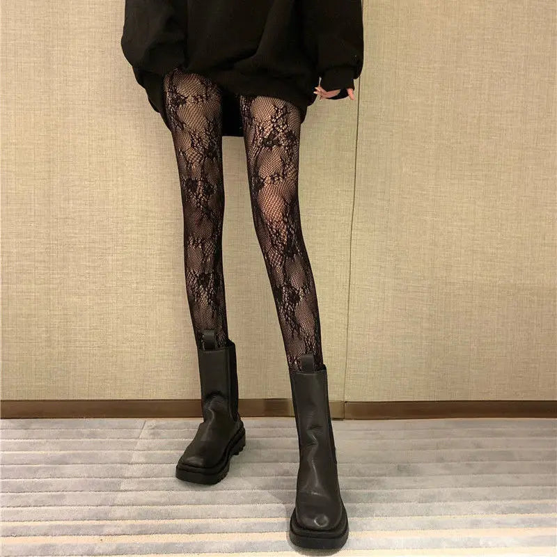 Floral Lace Mesh Women Tights - 10