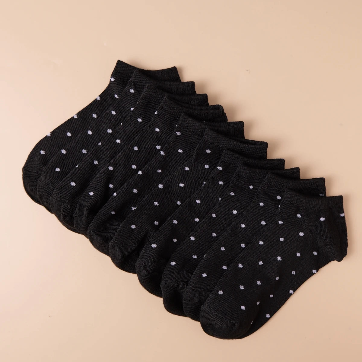 Polyester Elastane Knit Ankle Socks Dot Pattern - 1