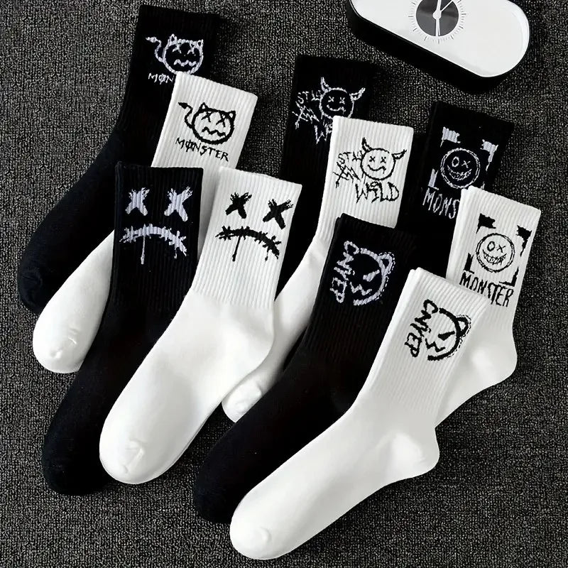 Polyester Elastane Graffiti Crew Socks - 4