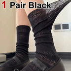 Lace Trimmed Polyester Elastane Casual Mid Tube Socks