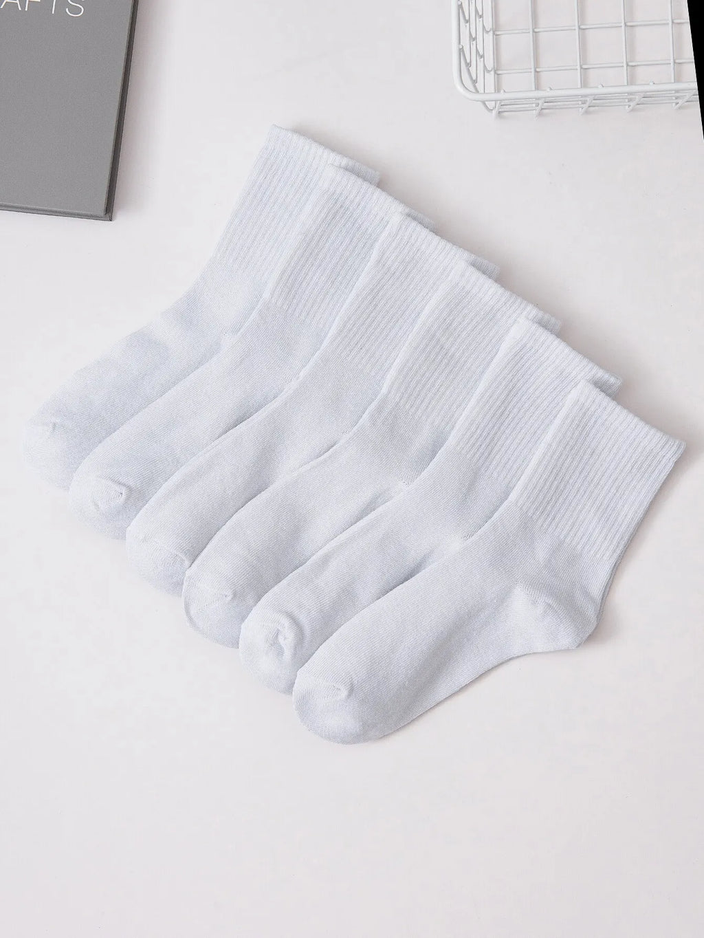 Polyester Elastane Casual Crew Socks 6 Pairs