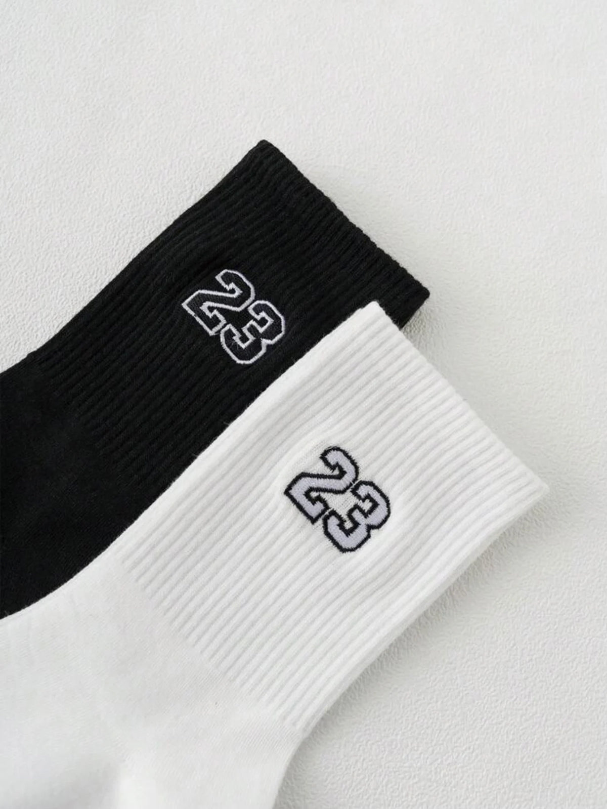 Polyester Elastane Crew Socks Number 23 Pattern