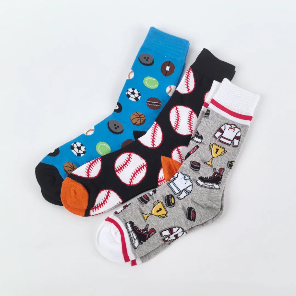 Polyester Blend Sports Pattern Mid Calf Socks