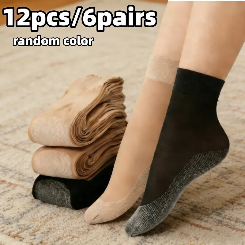 12 Pairs Non Binding Nylon Elastane Crew Socks for Sensitive Feet