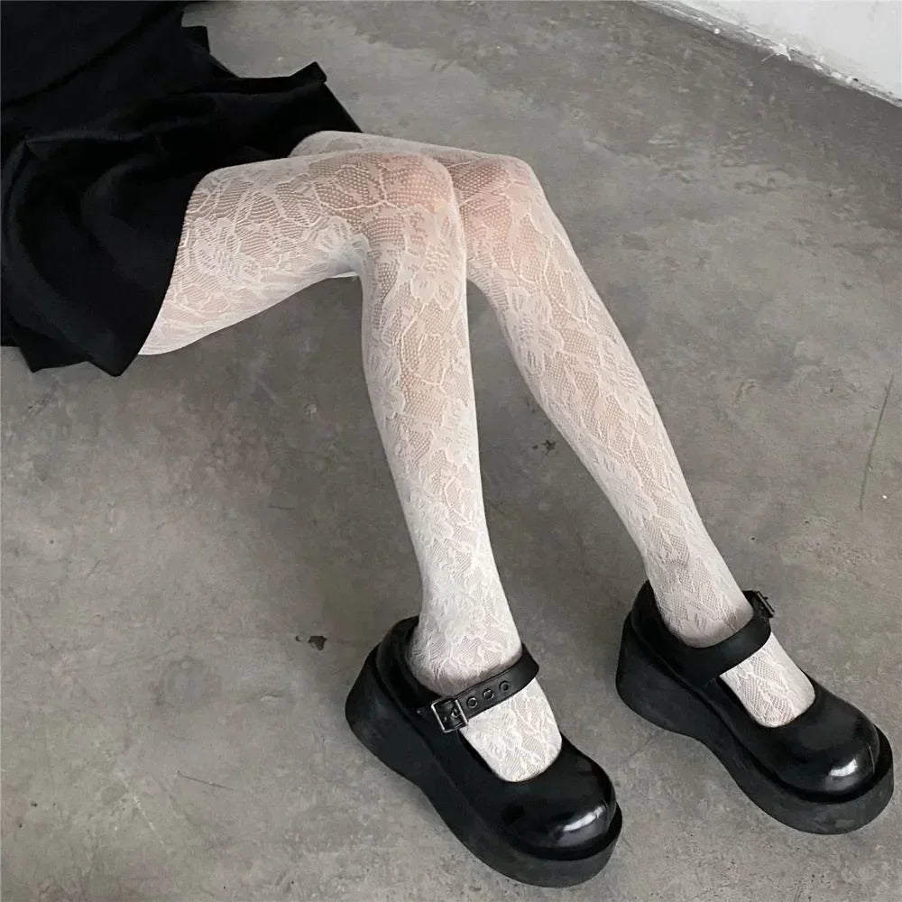 Floral Pattern Nylon Pantyhose Tights