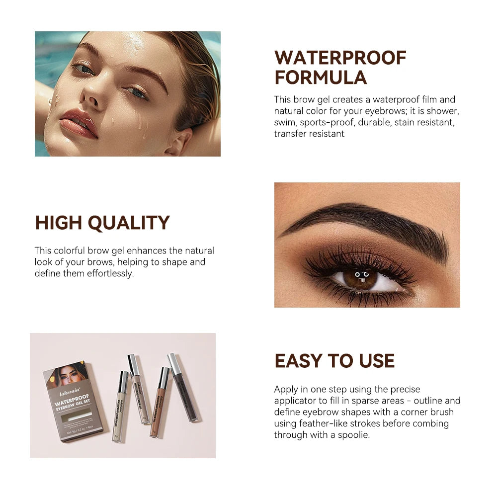 Waterproof Liquid Eyebrow Gel Set - 3