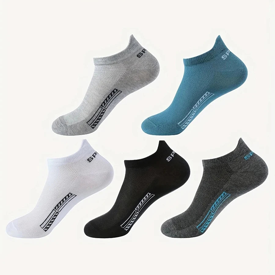 Men Breathable Polyester Ankle Socks Sports Invisible Casual Footwear