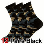 Polyester Elastane Camouflage Crew Socks