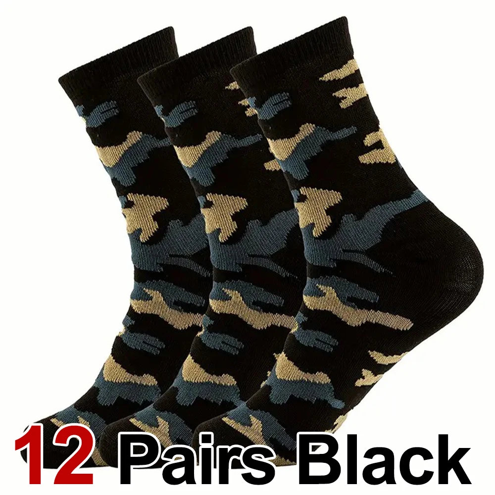 Polyester Elastane Camouflage Crew Socks