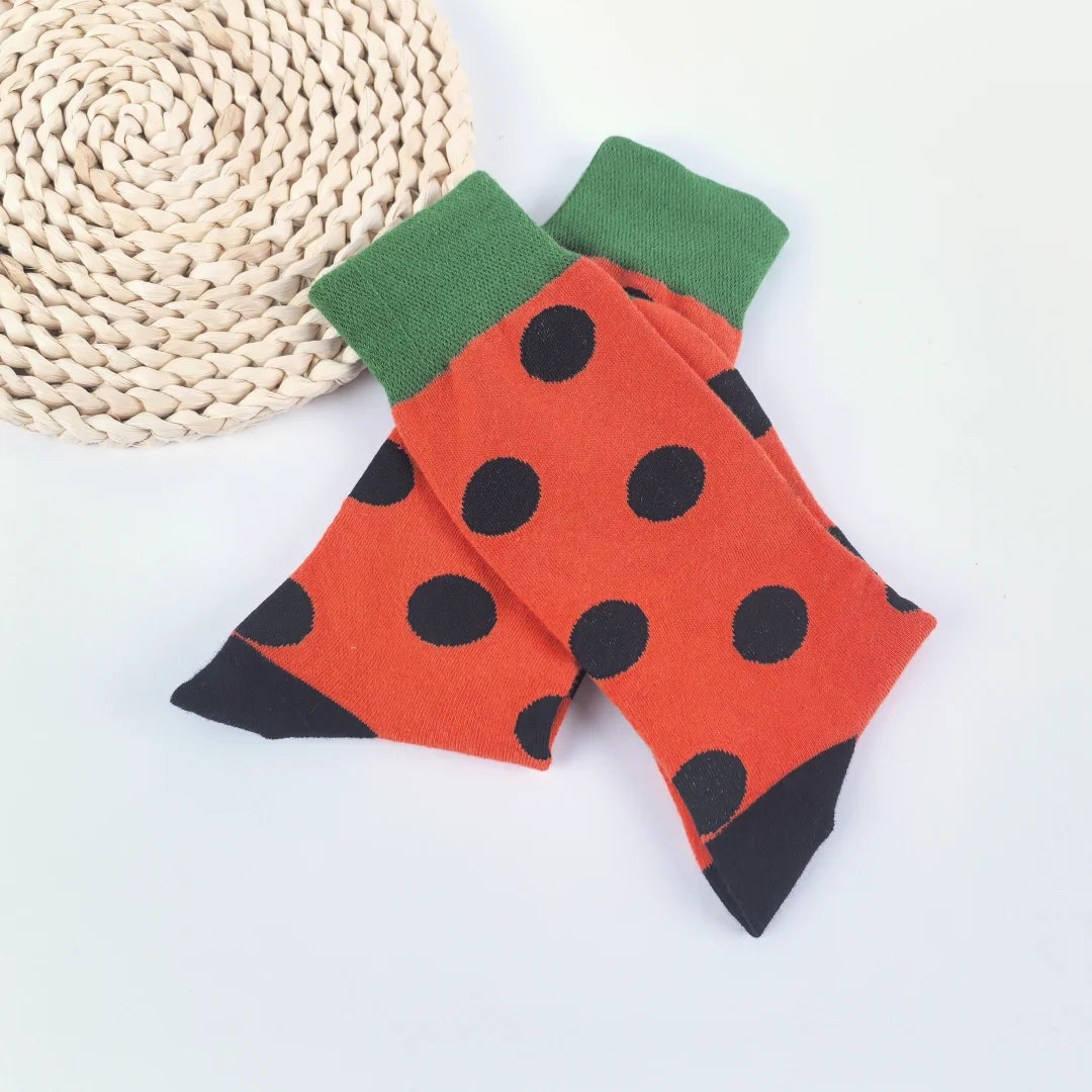 Cotton Blend Polka Dot Mid Calf Unisex Socks