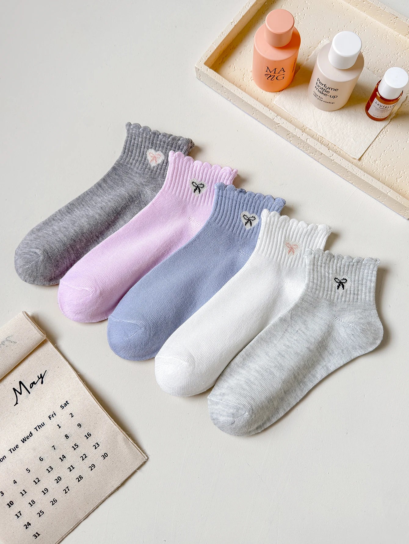 Polyester Elastane Women Low Tube Ankle Socks 5 Pack - 2
