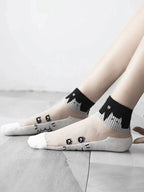 5 Pairs Polyester Elastane Cartoon Print Low Tube Ankle Socks