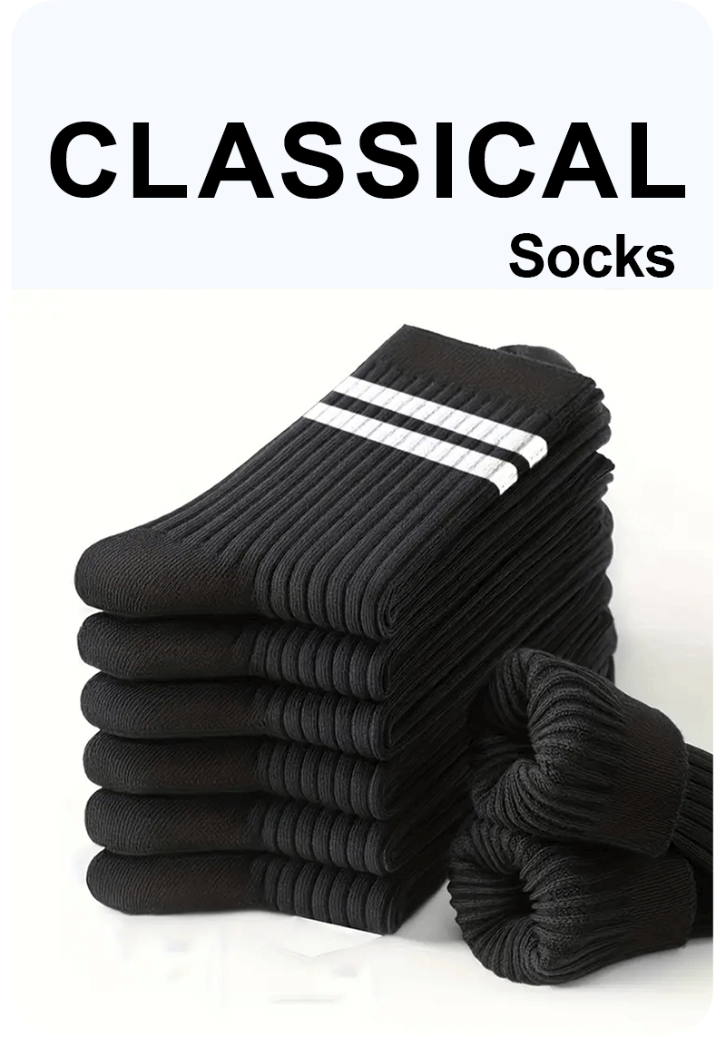 Polyester Blend Striped Mid Tube Mens Casual Crew Socks - 5