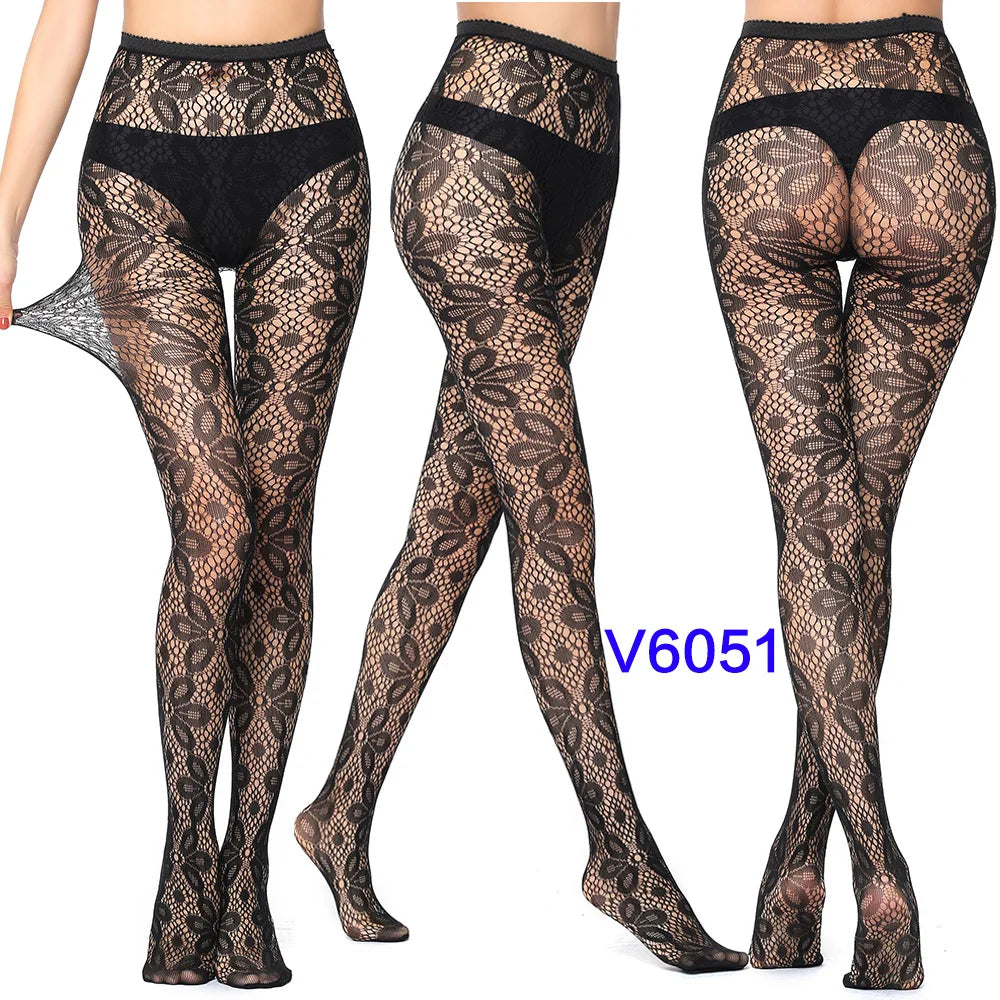 Nylon Spandex Jacquard Patterned Fishnet Pantyhose Tights - 38