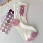 Polyester Elastane Cartoon Printed Mid Tube Casual Socks