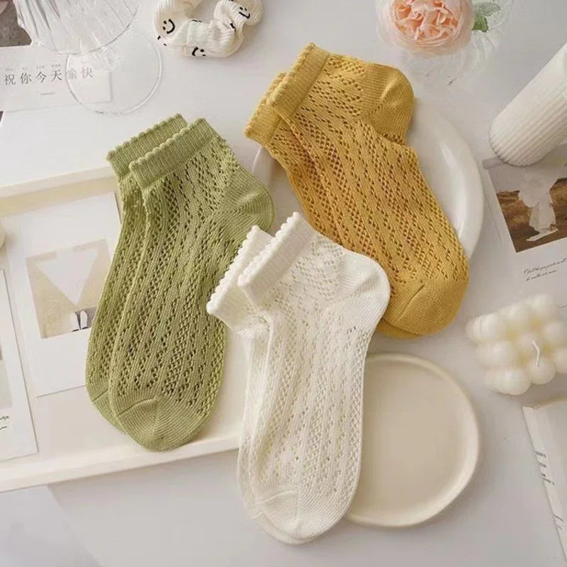 Cotton Polyester Mesh Ankle Socks for Women