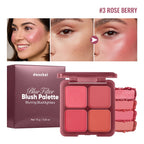 4 Shade Powder Blush Palette Matte and Shimmer Face Makeup