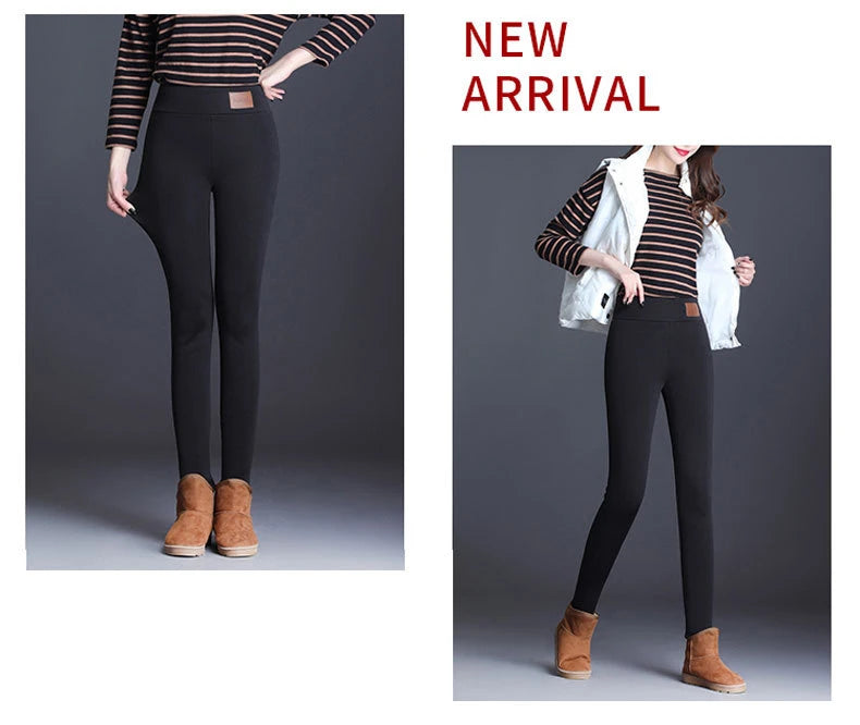Polyester Fleece Lined High Waist Leggings