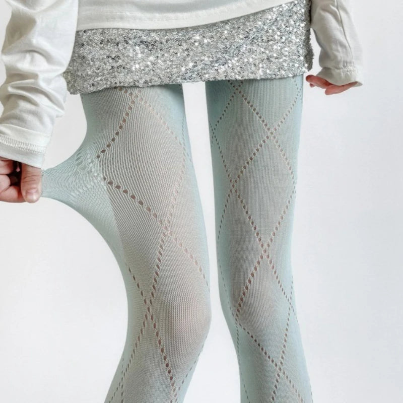 Nylon Geometric Pattern Mesh Tights - 13