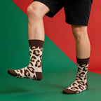 Cotton Blend Leopard Print Unisex Crew Socks