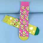 Cotton Blend Avocado Pattern Casual Mid Calf Socks