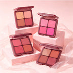 4 Shade Powder Blush Palette Matte and Shimmer Face Makeup