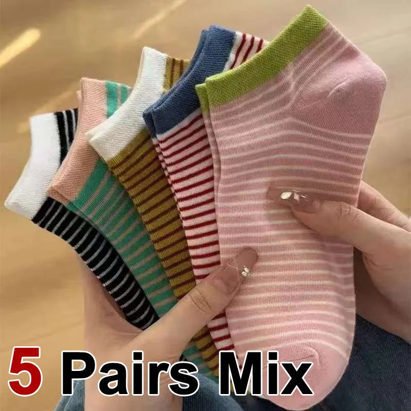 Polyester Elastane Low Cut Casual Socks 5 Pack