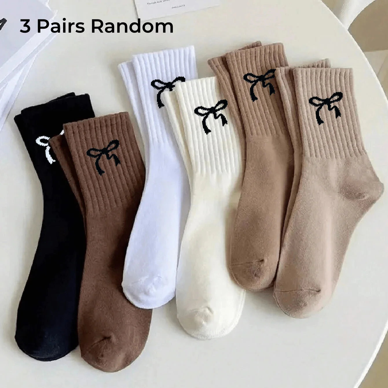 Polyester Elastane Women Bow Crew Socks - 8