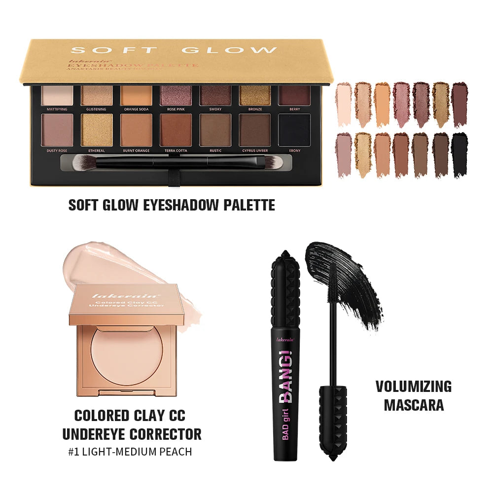 3 Piece Clay Corrector Eyeshadow And Volumizing Mascara Makeup Set